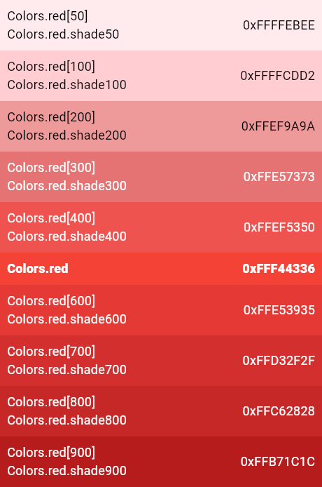 Colors Class Material Library Dart API