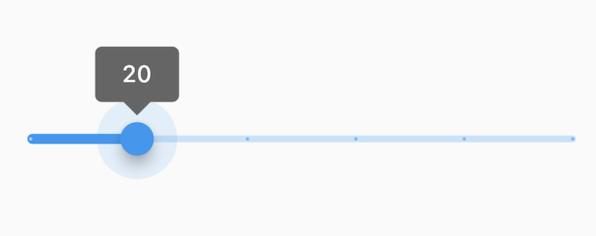 A legacy slider widget, consisting of 5 divisions and showing the default value /// indicator.